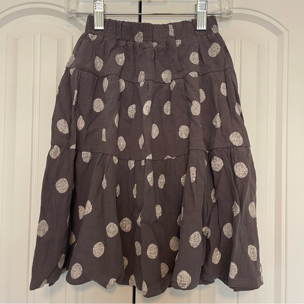 Rylee + Cru Charcoal Polka Dot Skirt